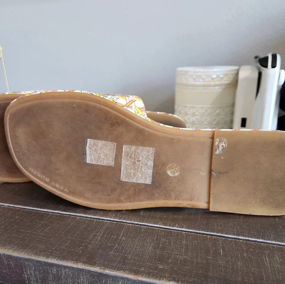 Tory Burch Double T Sport Slides Geo orange